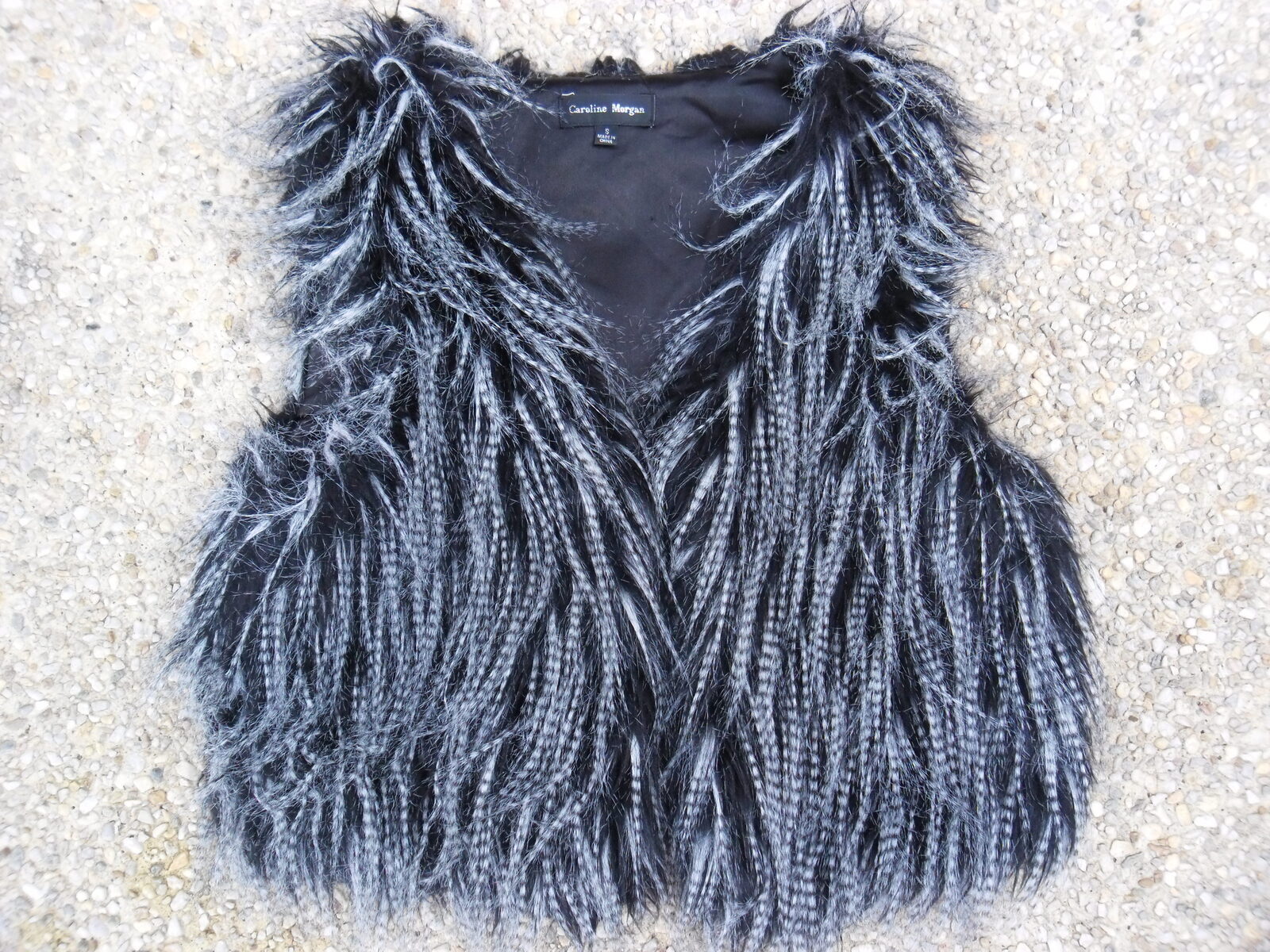 Black & white fur vest