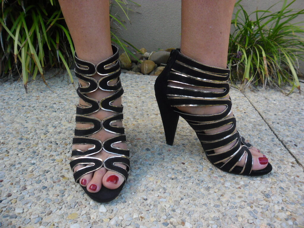 Black, silver lined Target heels