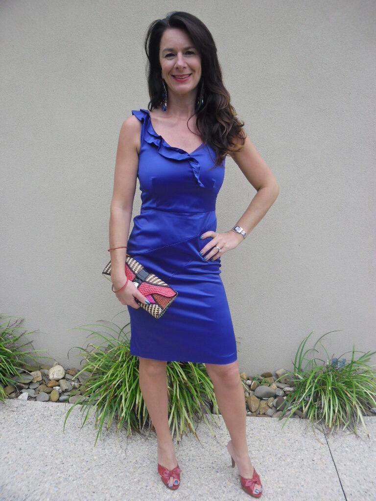 Blue satin dress