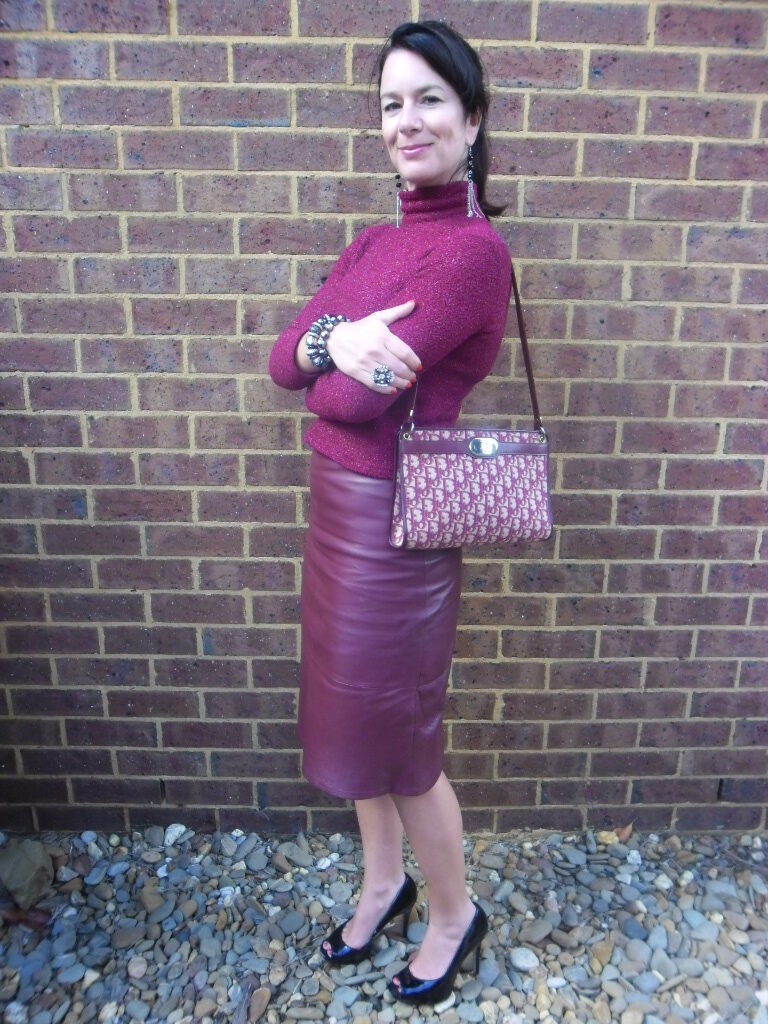 Leather pencil skirt