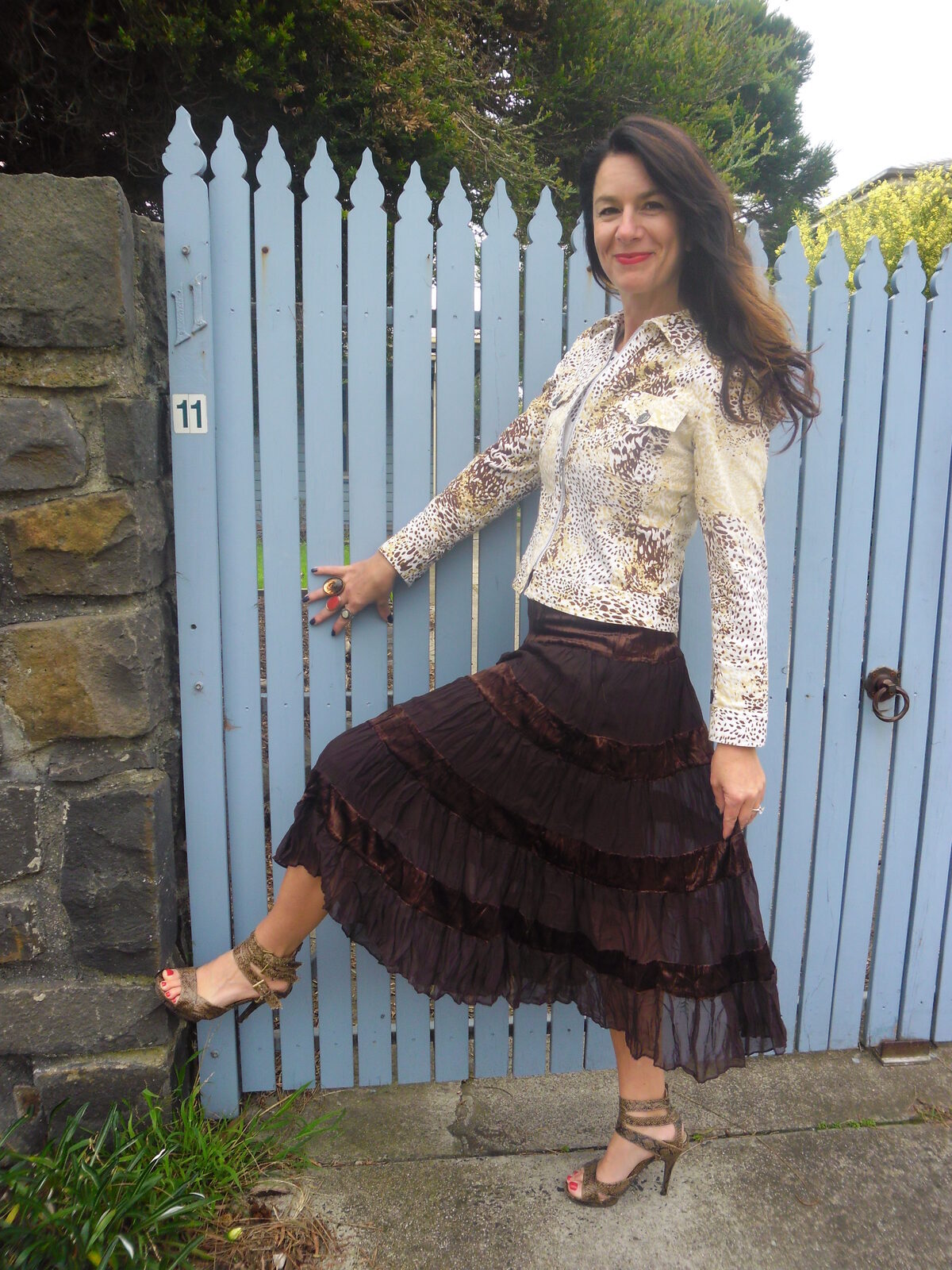 Brown velvet skirt