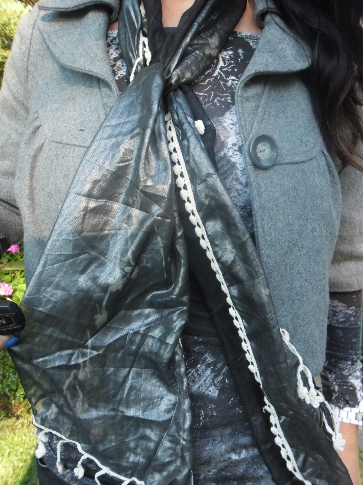 Metallic silver scarf