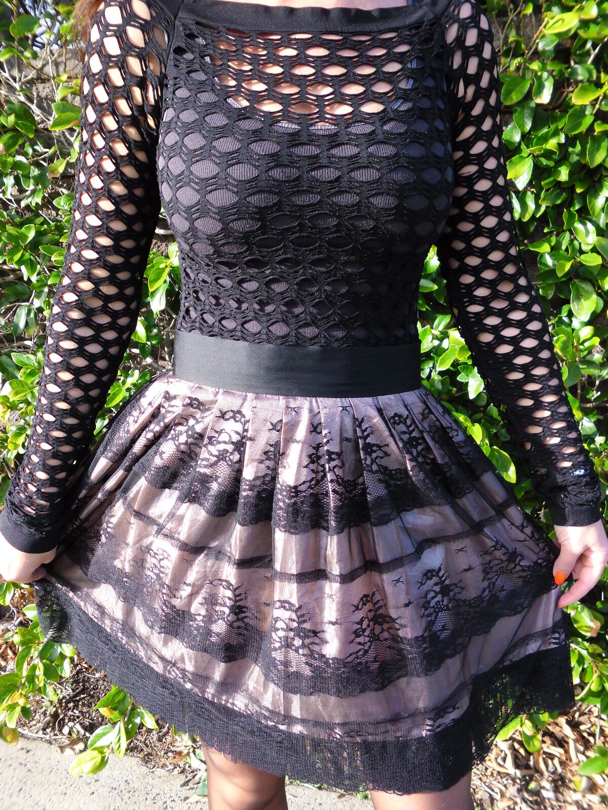 Black net top close up