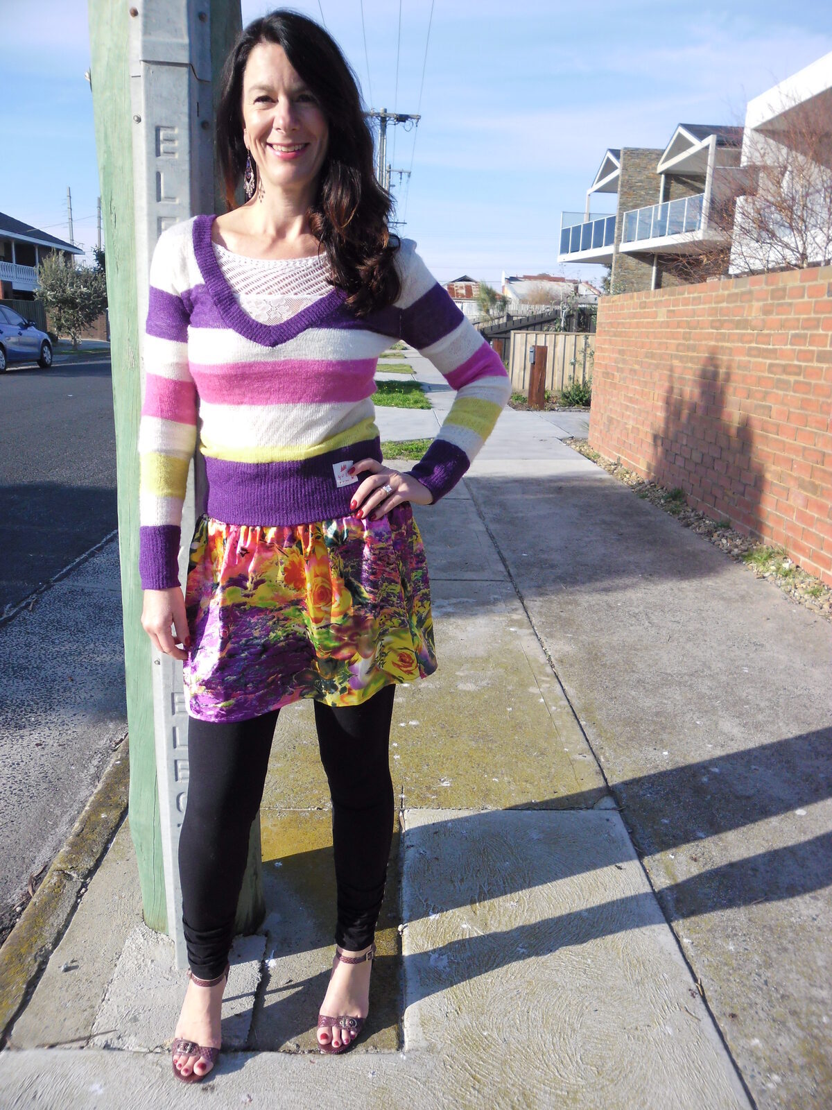 Purple striped top, winter