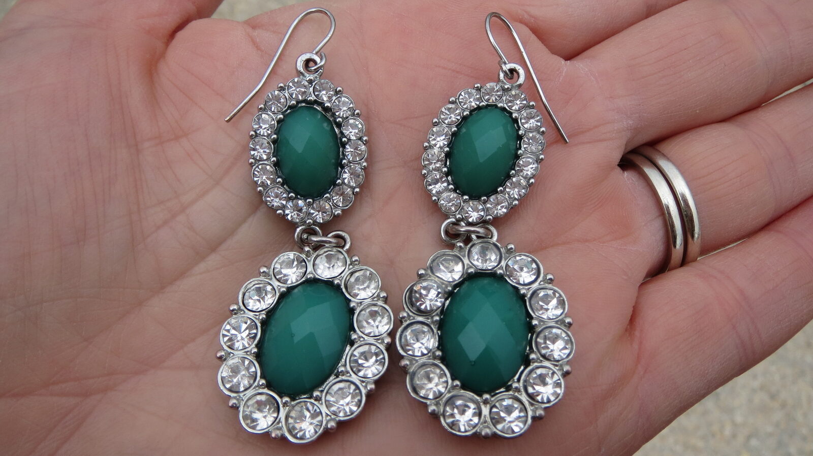 Emerald green & diamond earrings