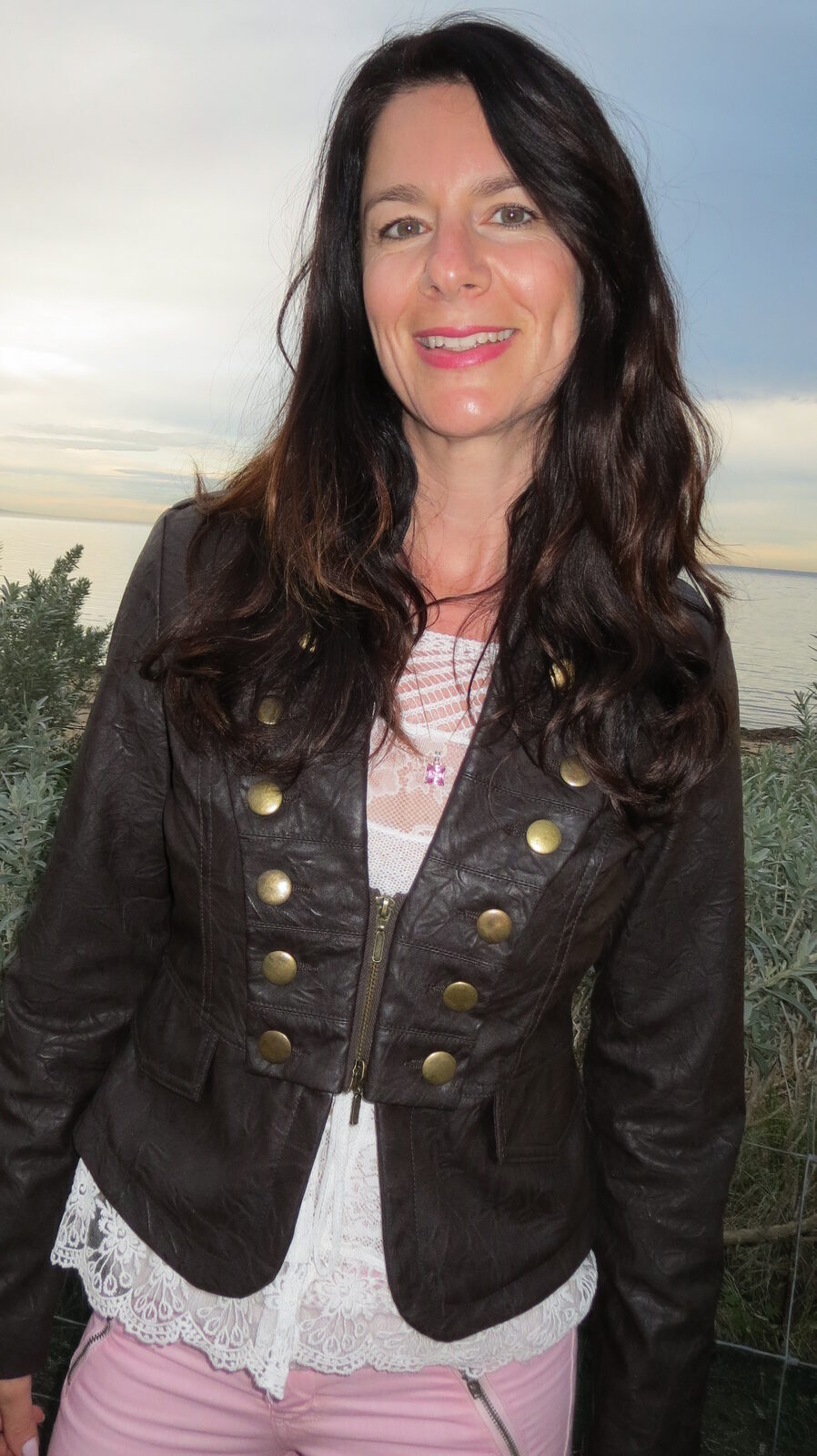 Faux leather jacket close-up