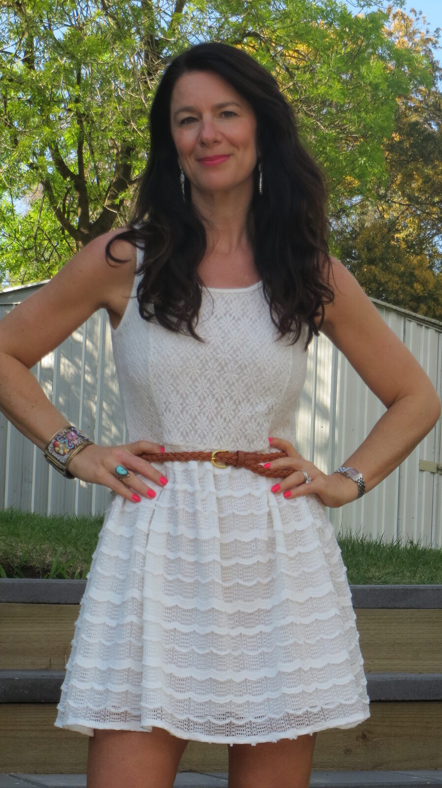 White lace dress close