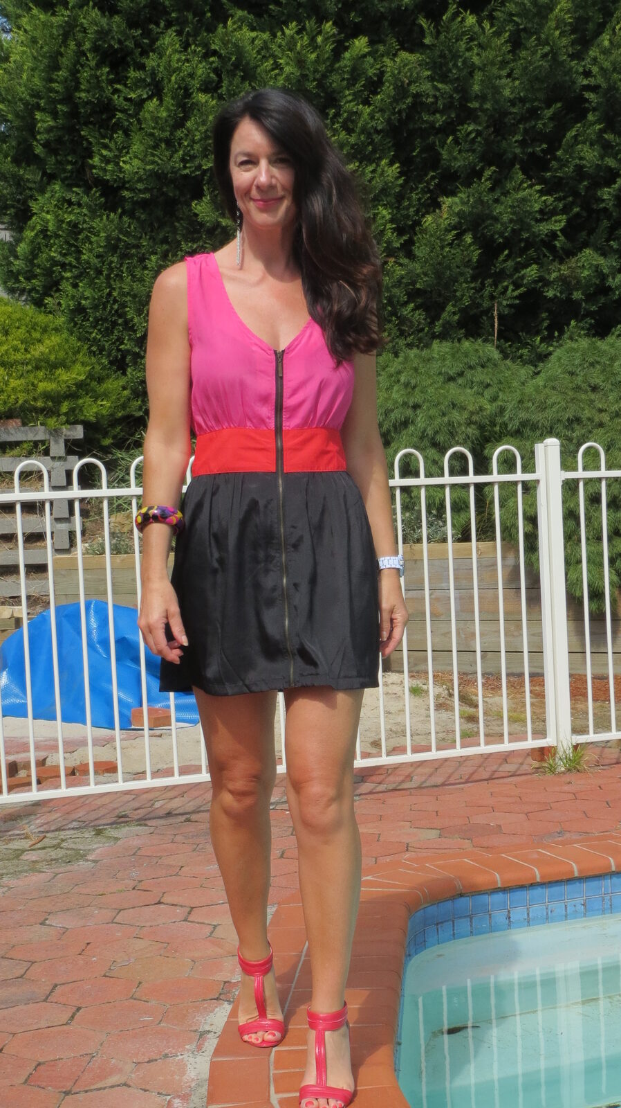 Pink, red, black dress