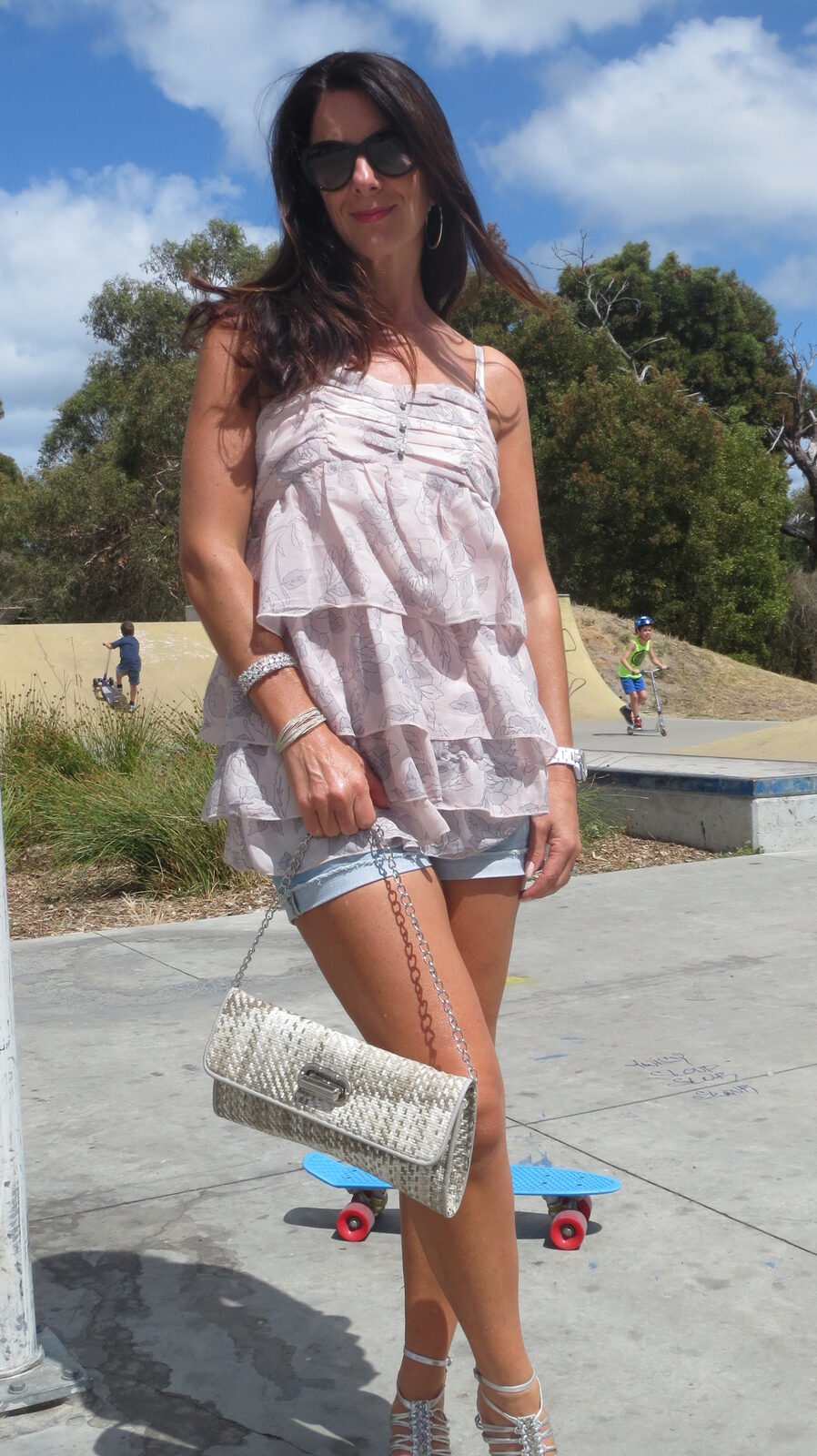 Forever 21 ruffle top, heels 1