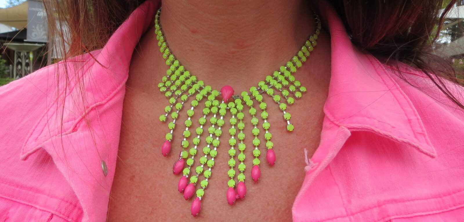 Neon green & pink neckpiece