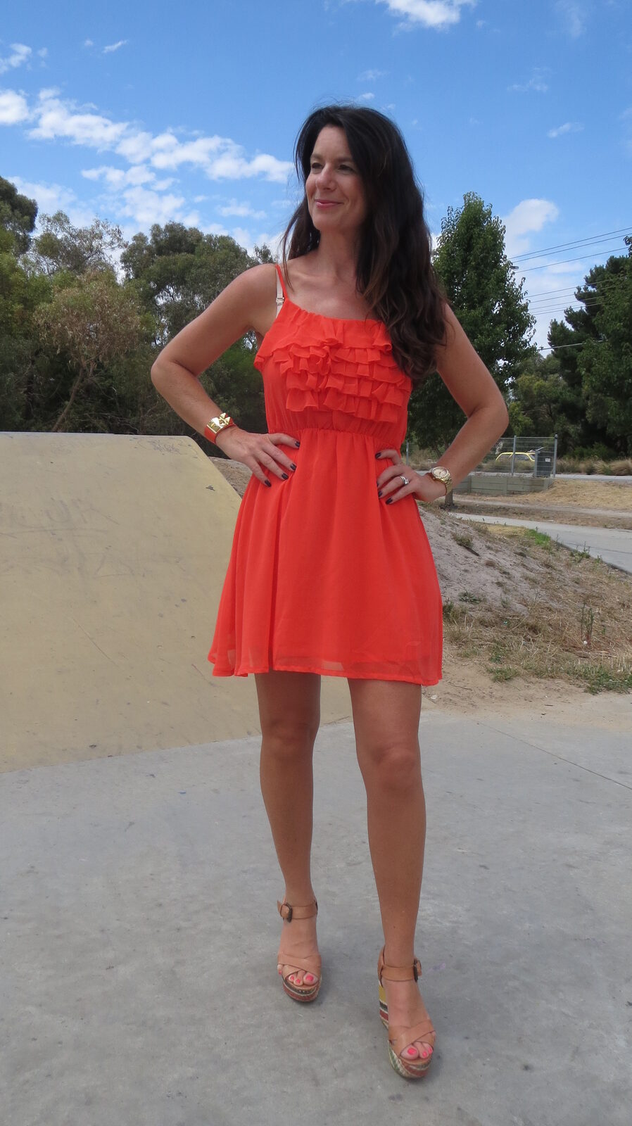 Orange ruffle dress 2