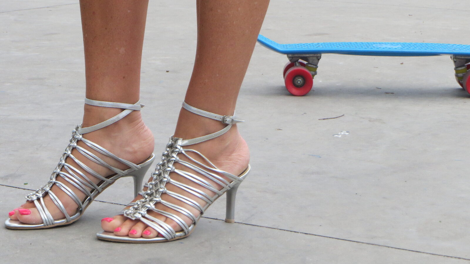 Silver strappy heels 1