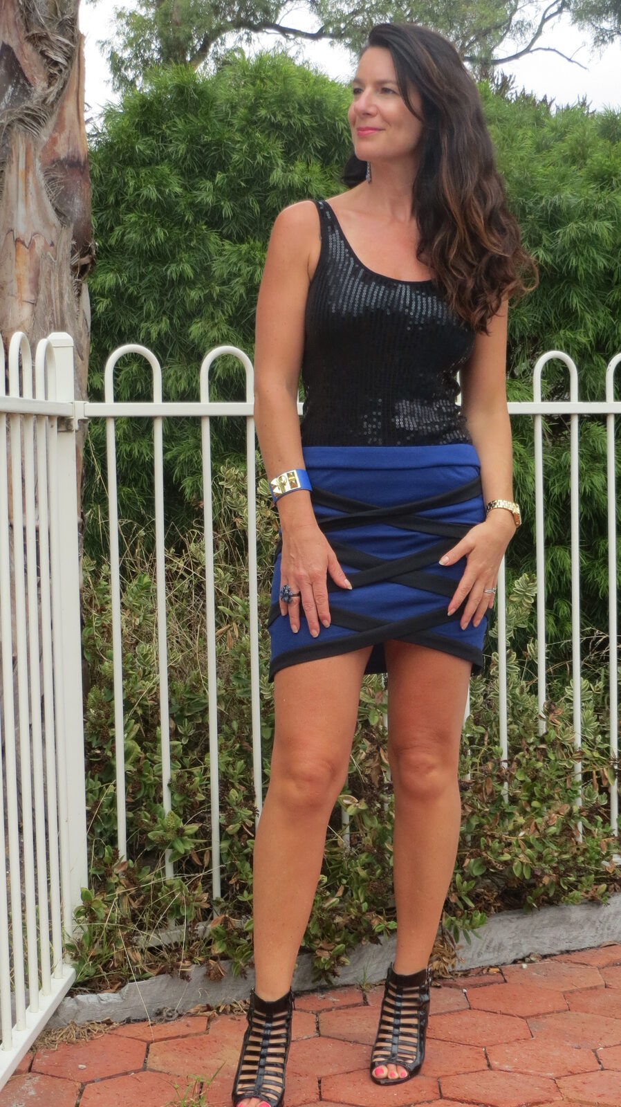 Blue & black criss-cross skirt 1