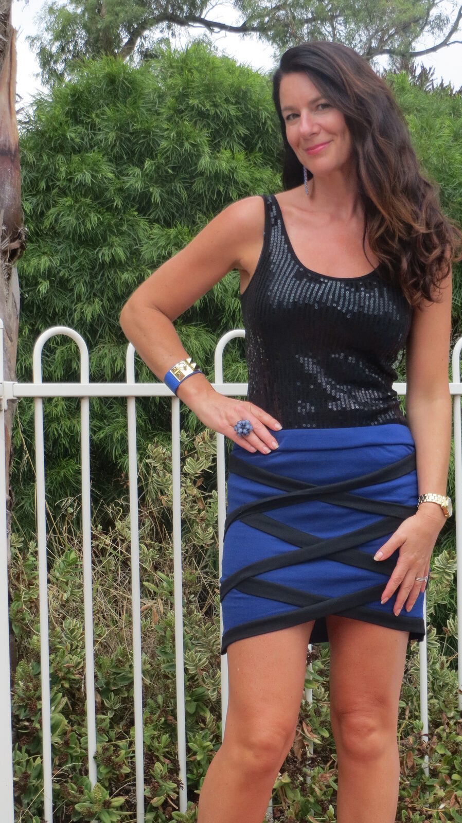 Blue & black criss-cross skirt 4