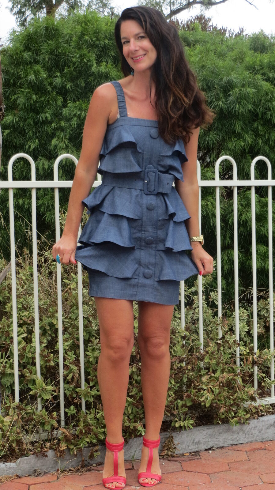 Denim ruffle dress 1