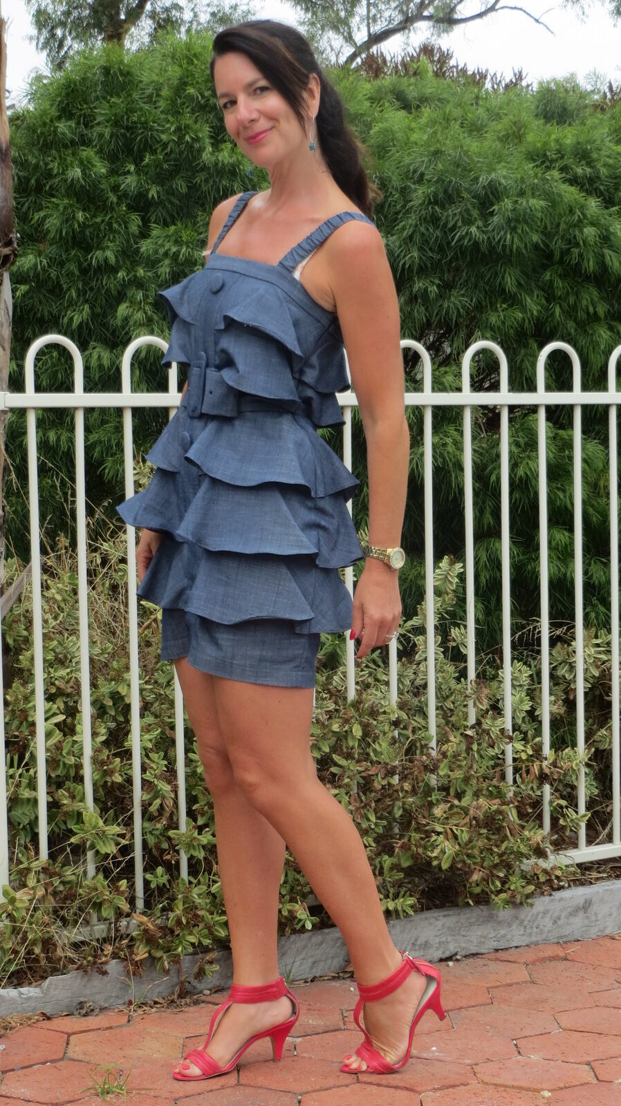 Denim ruffle dress 4