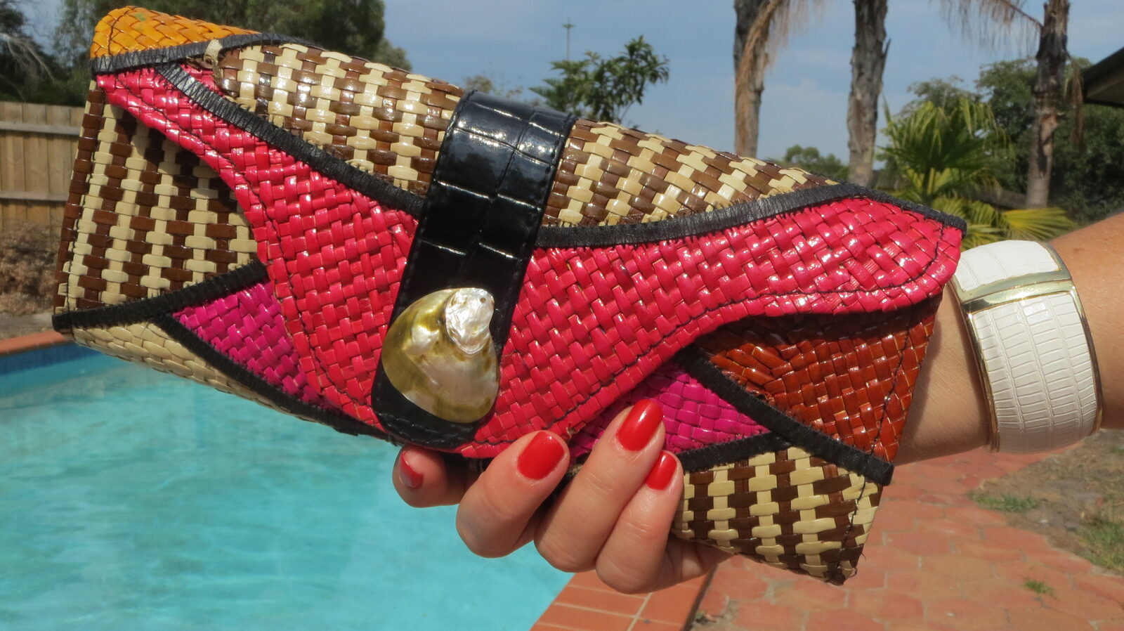 Raffia colorful clutch