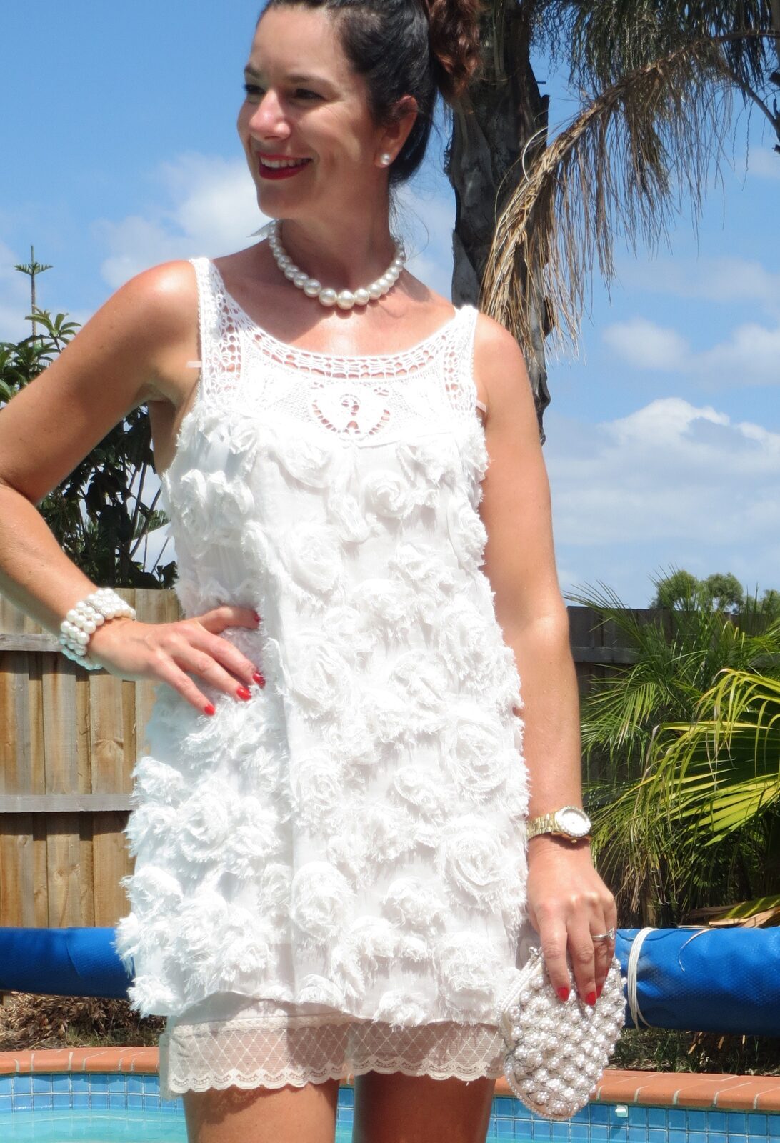 White frou-frou dress close 5