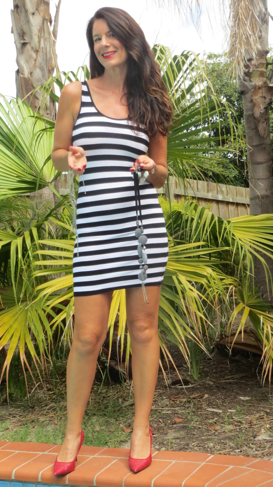 Black & white stripe mini dress 1
