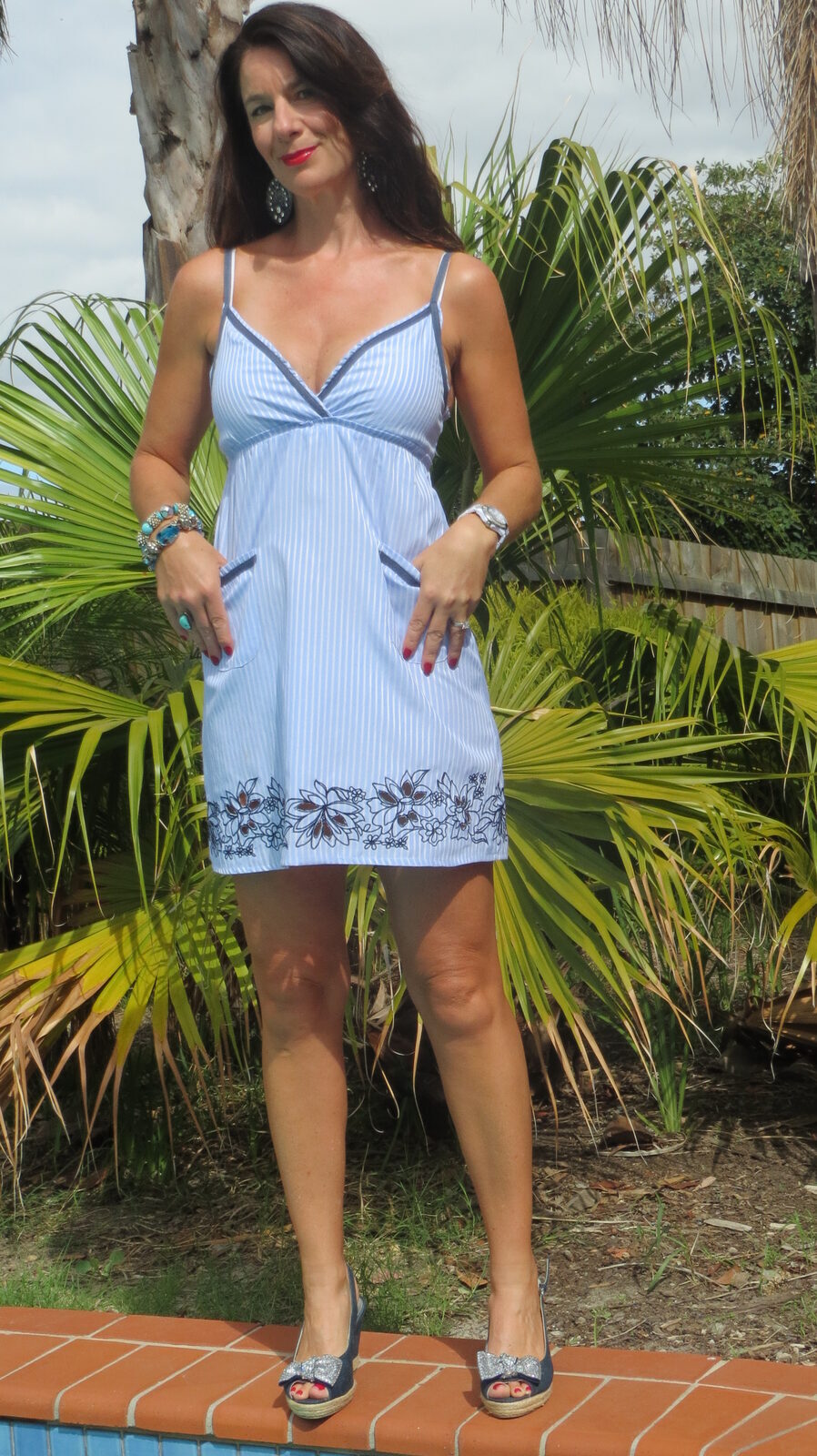 Blue pinstripe shirt dress 2