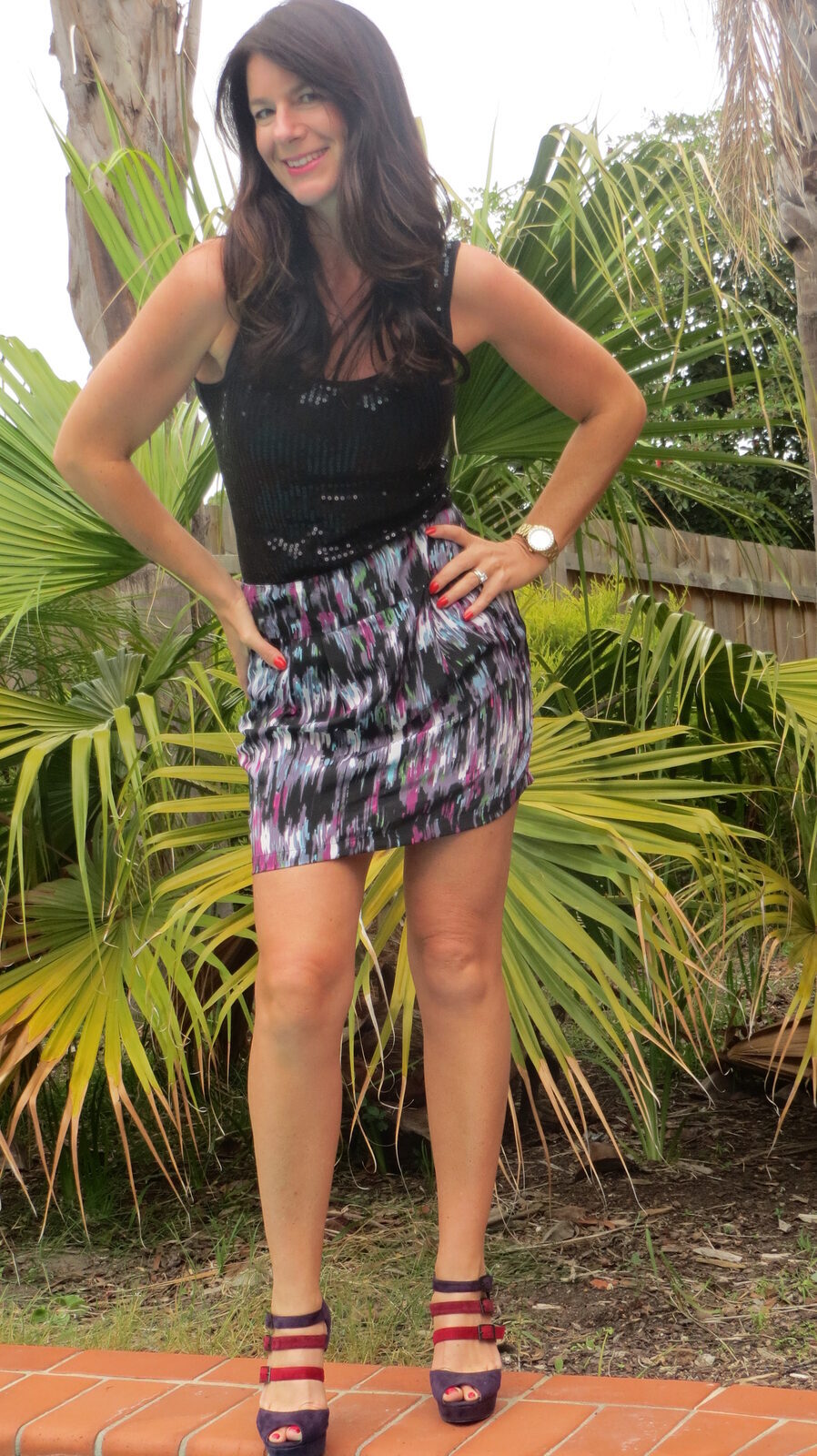 Graphic print purple skirt 1