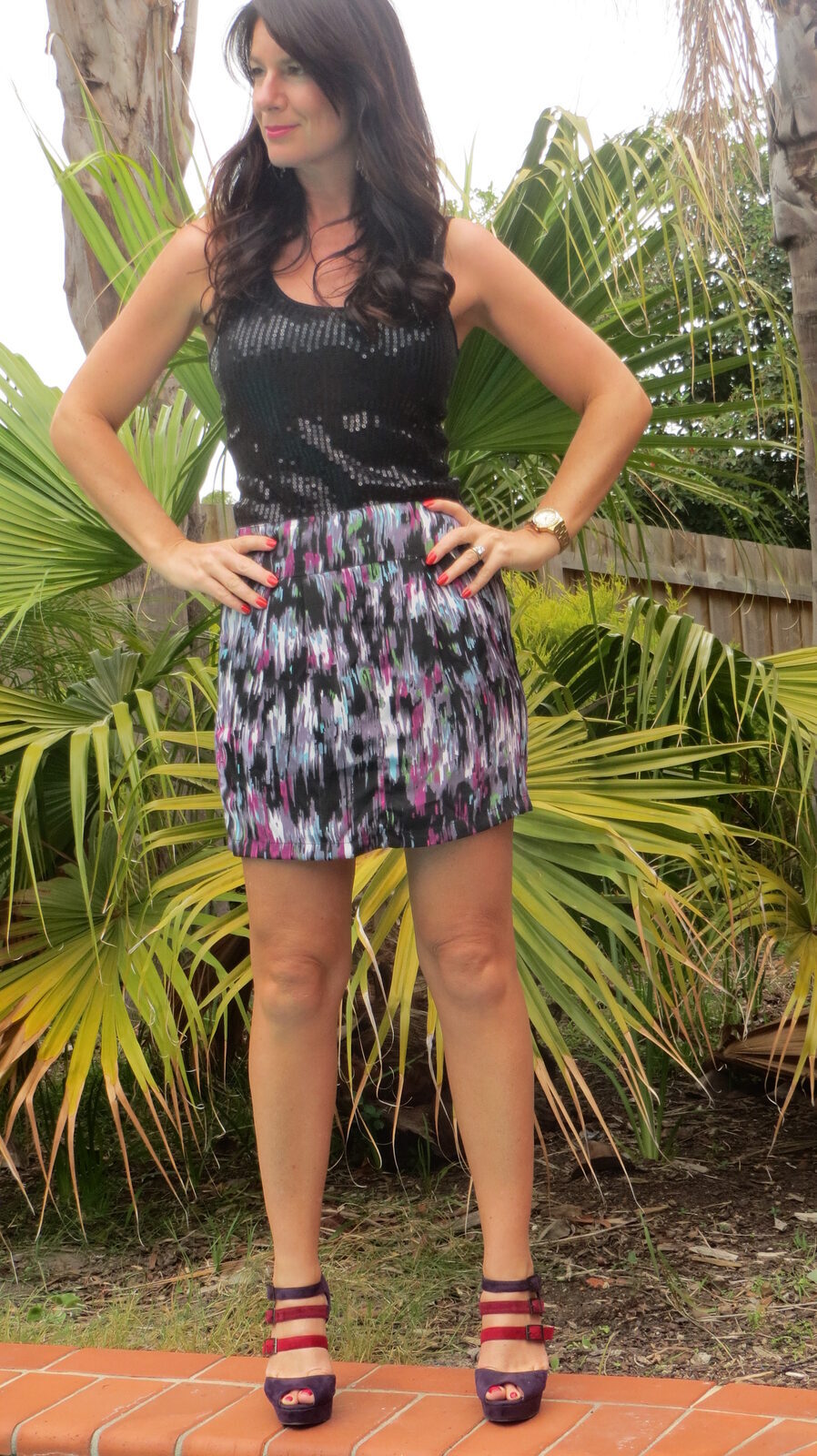 Graphic print purple skirt 2
