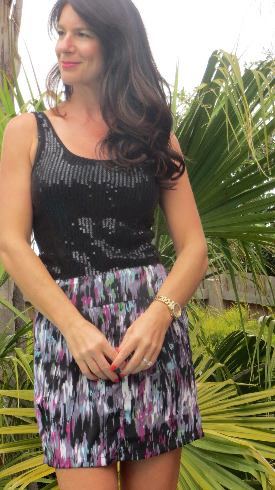 Graphic print purple skirt 4