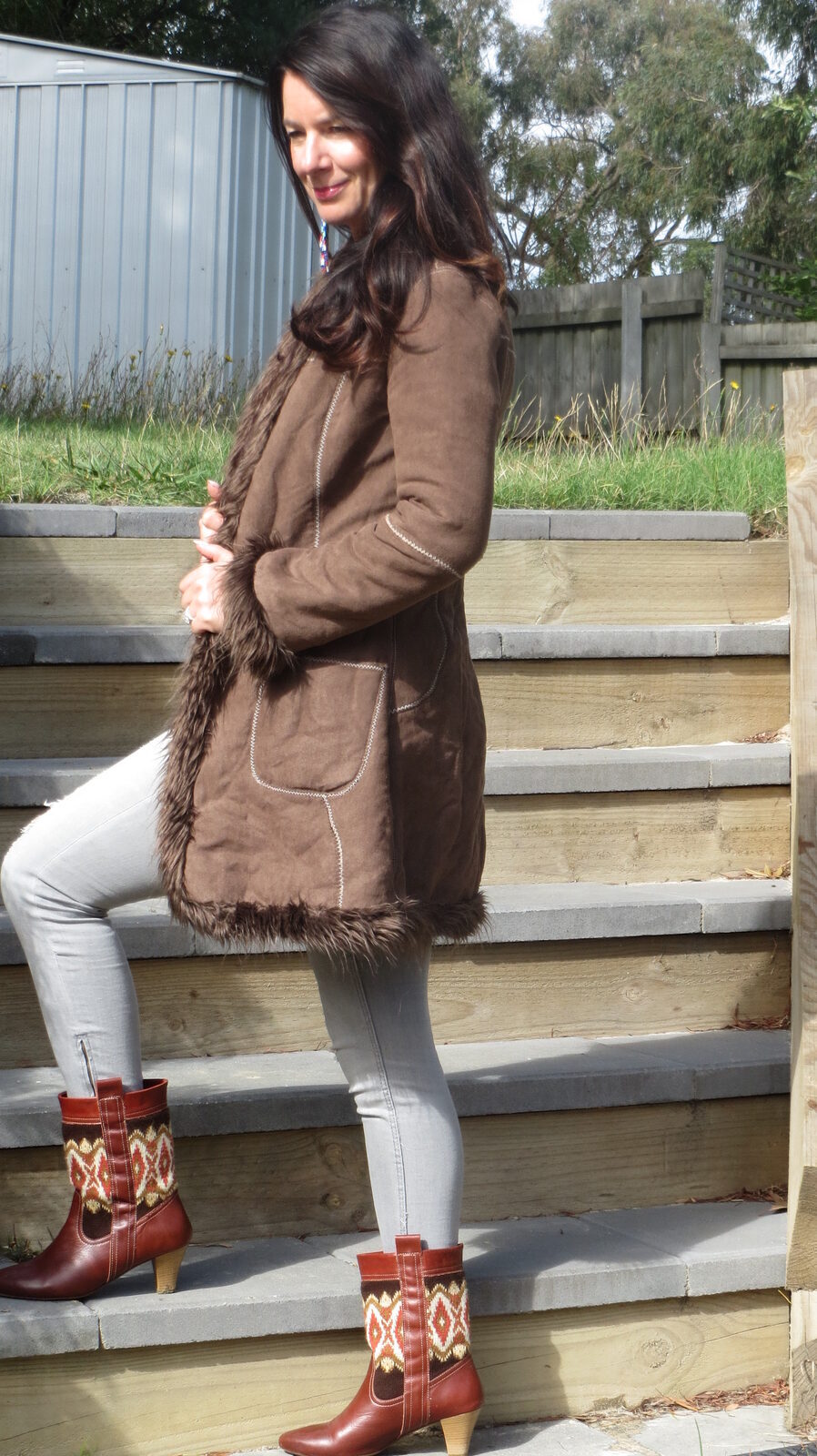 Brown jacket, zara boots 1