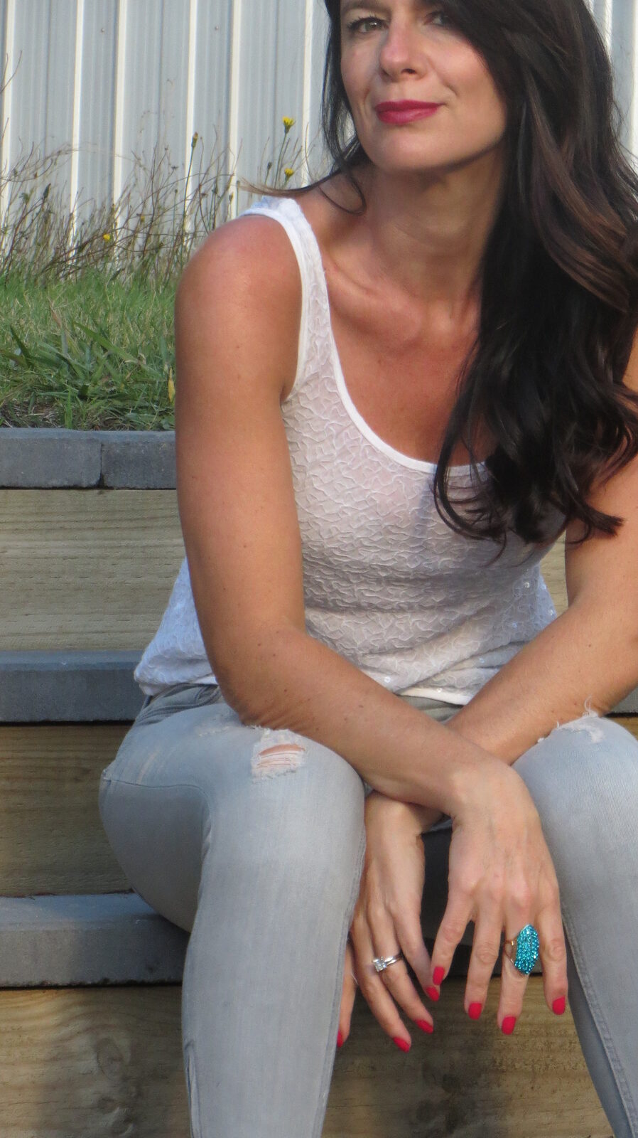 Zara jeans, white sequins 1