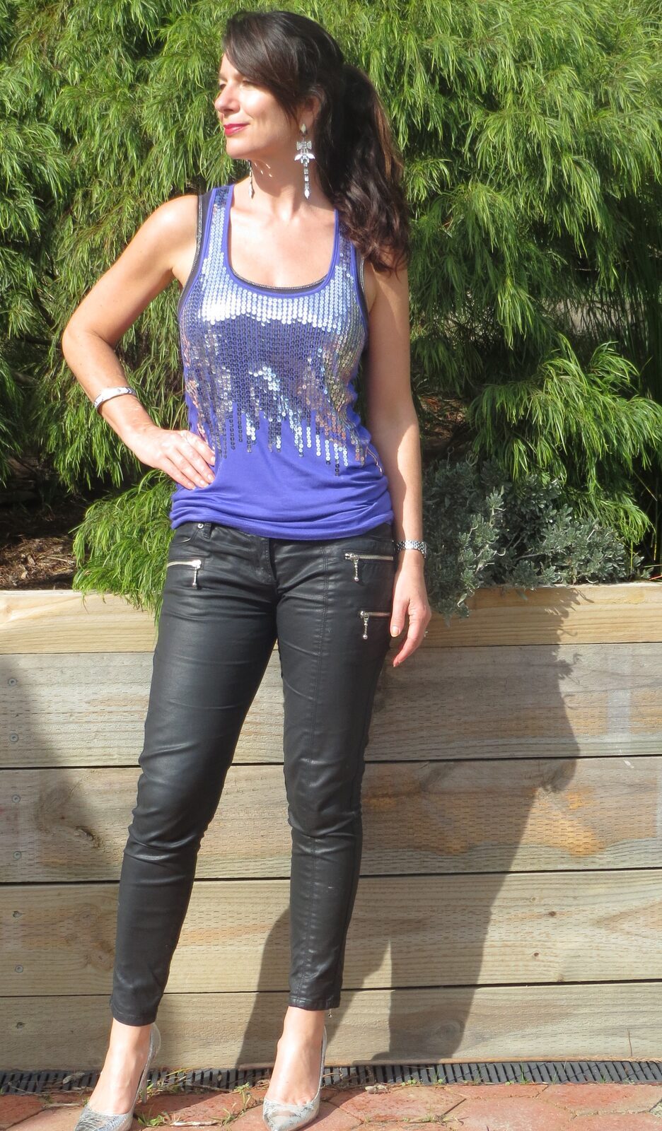 Purple sequinned singlet 3
