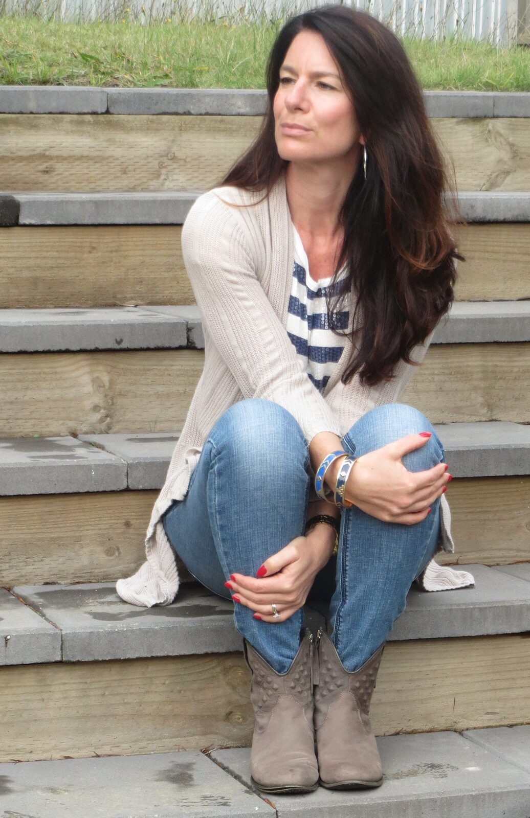 Stripe sequinned t 1