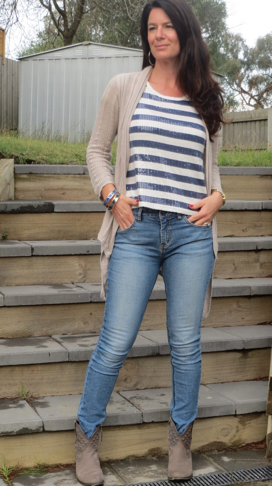 Stripe sequinned t 2