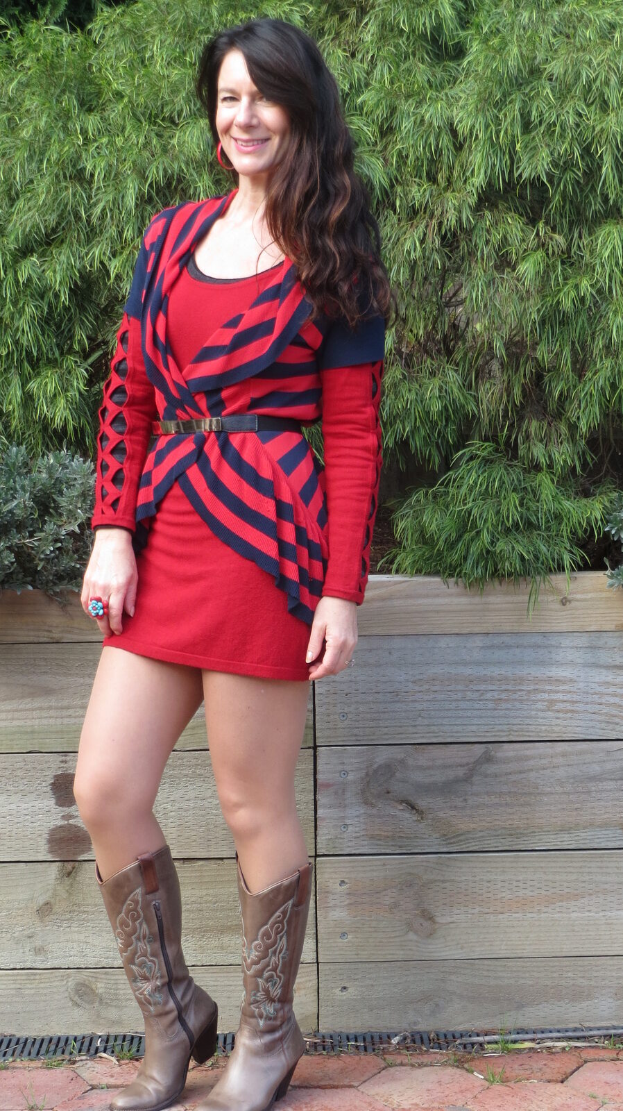 Red dress, cowboy boots 2