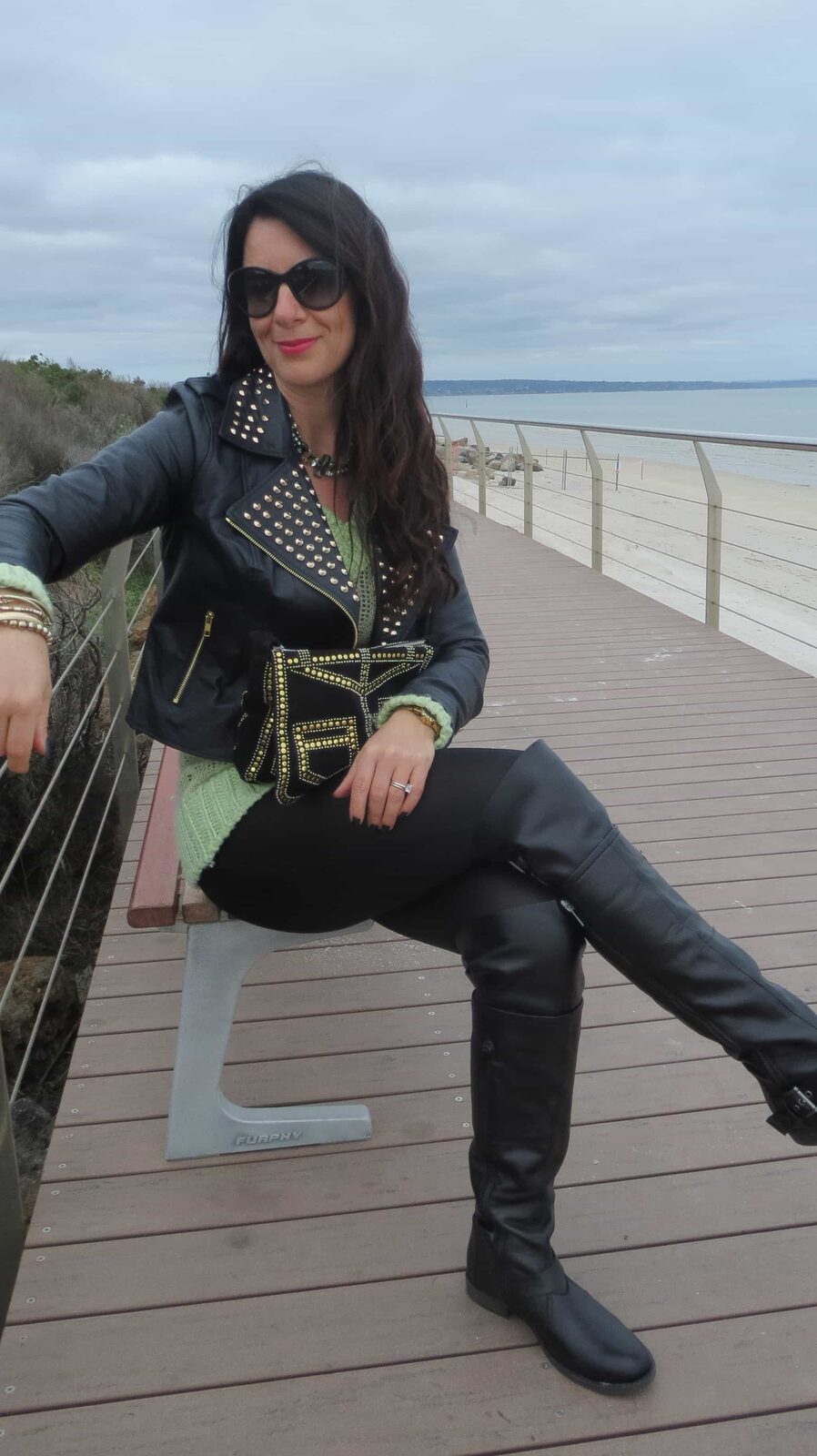 Gold studs at the beach