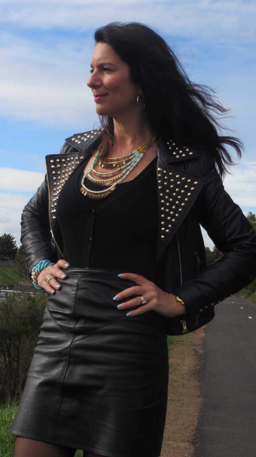 Black, aqua jewellery 3