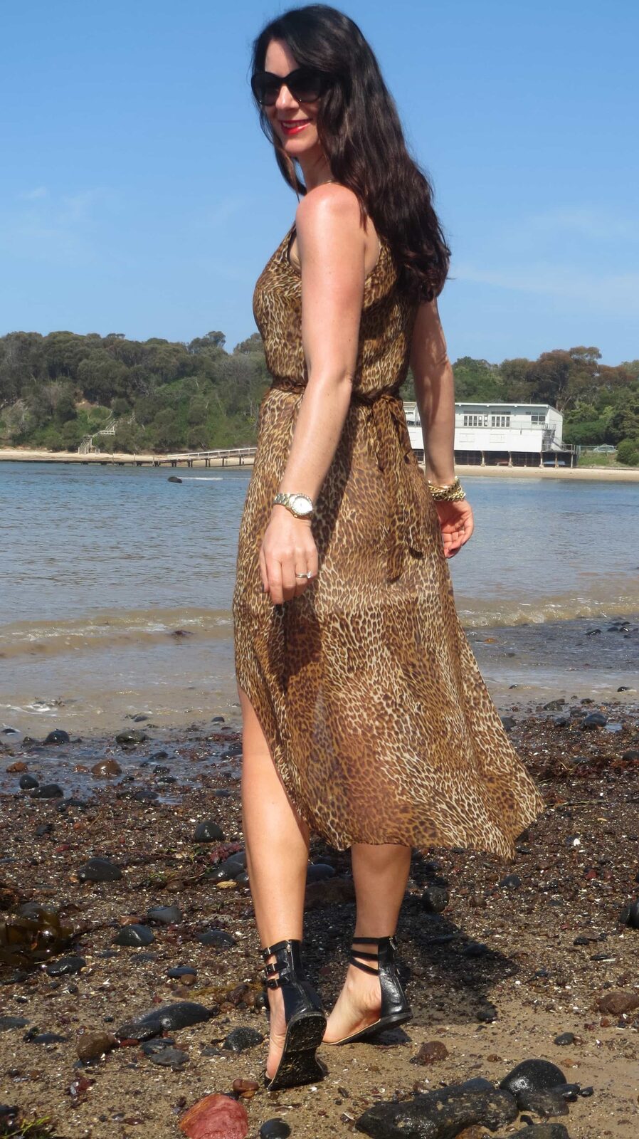 Happy place in sheer leopard dress