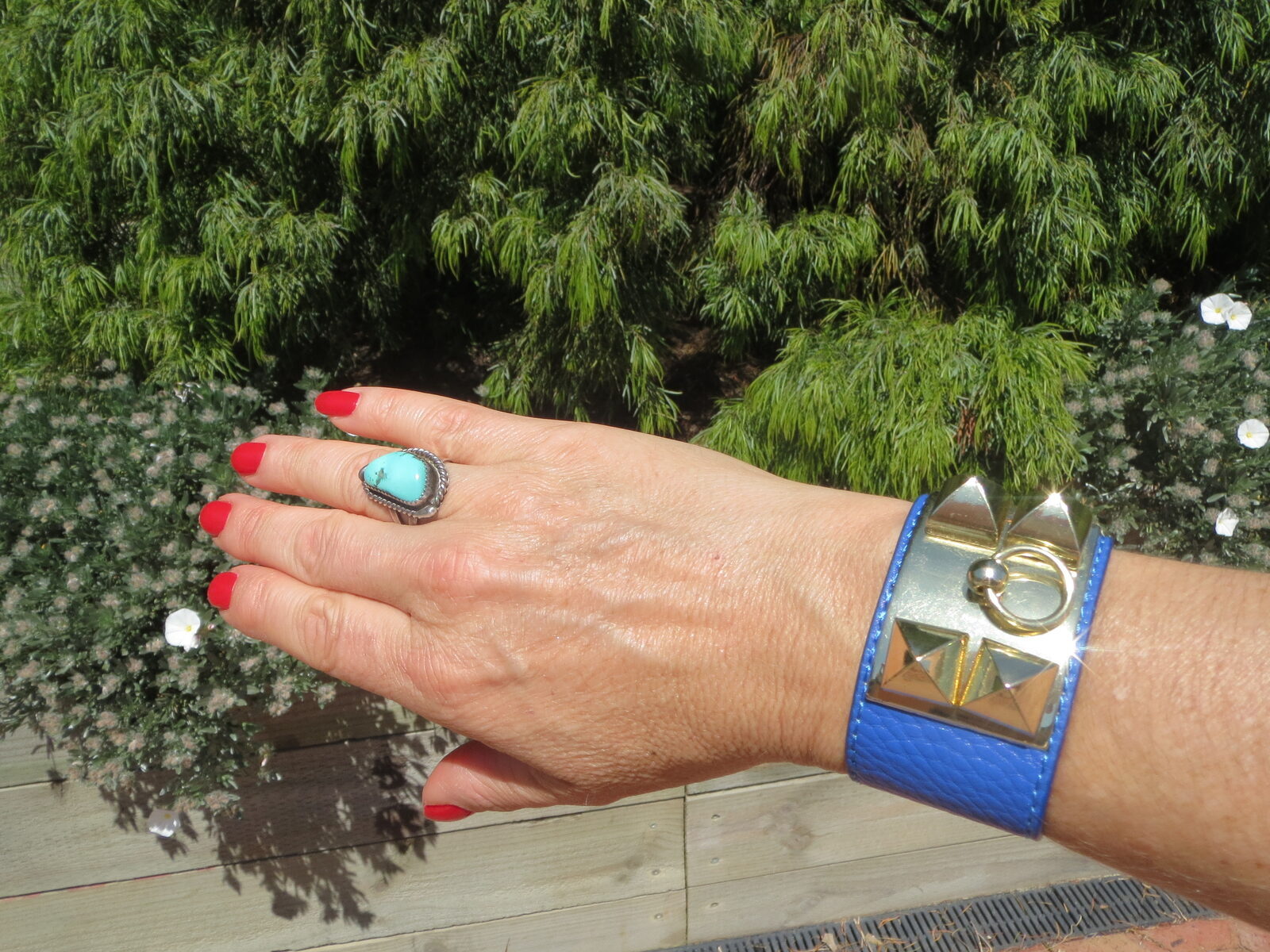 Blue cuff & turquoise ring