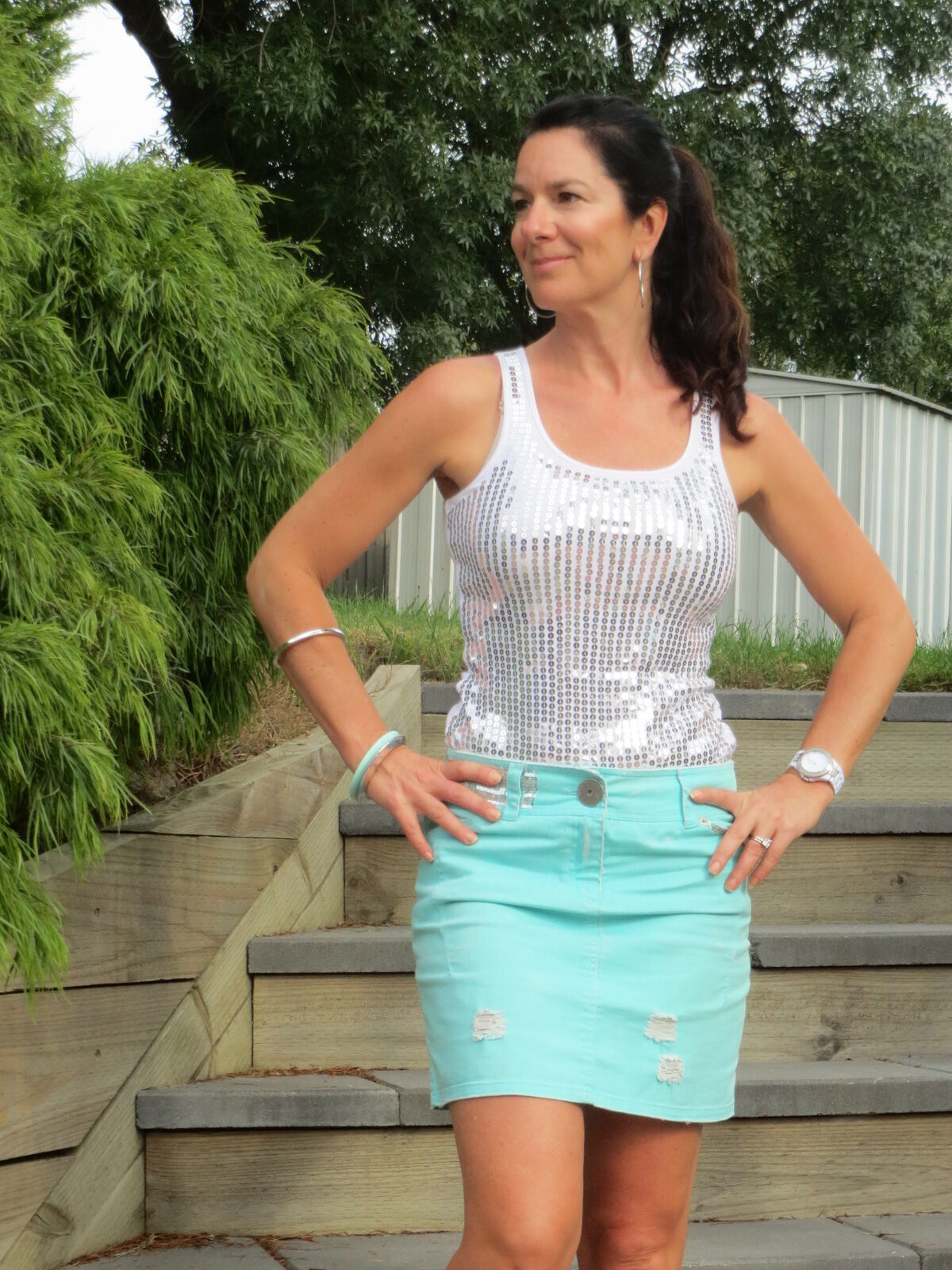 Green denim skirt 2