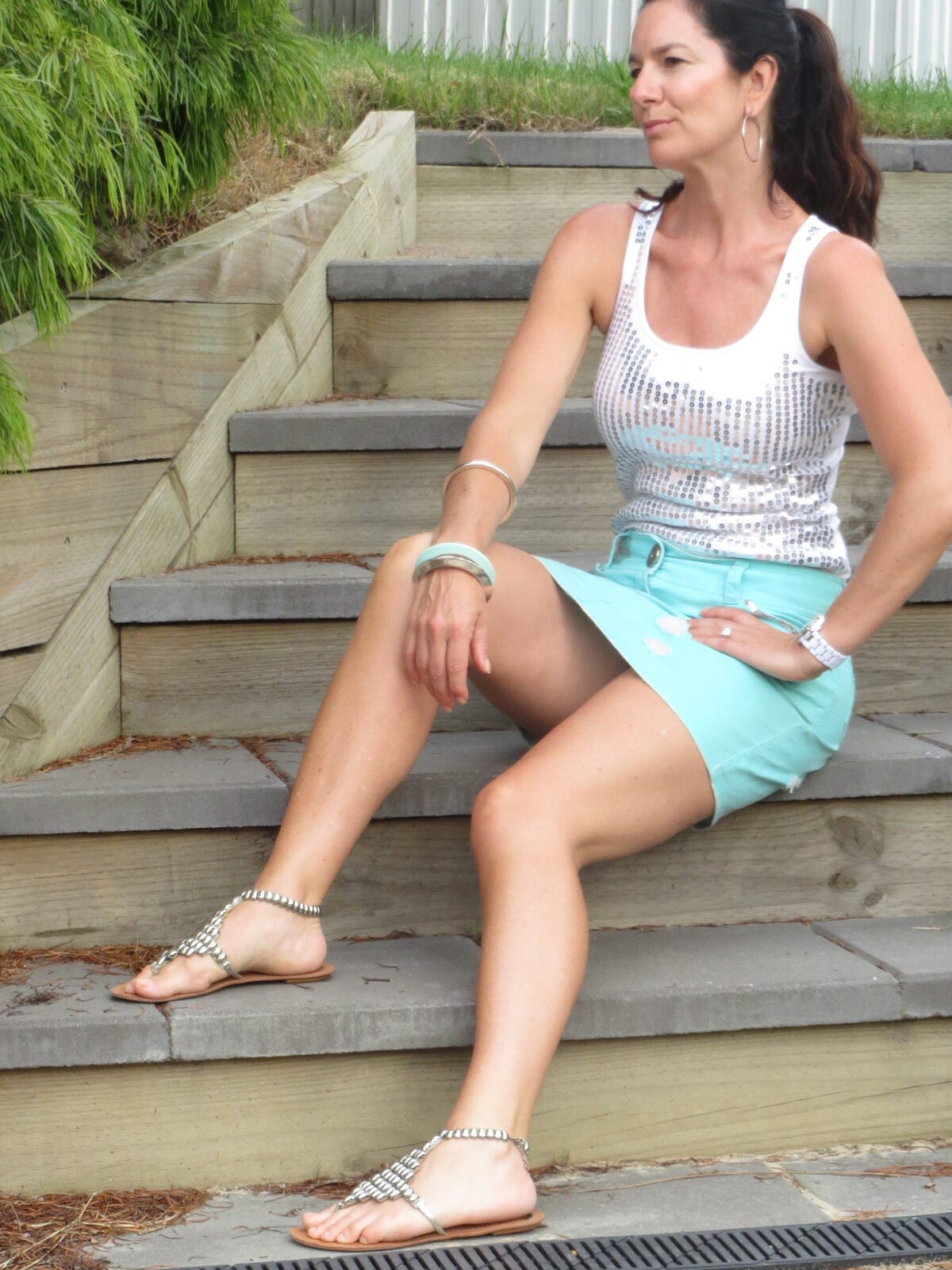 Green denim skirt 4