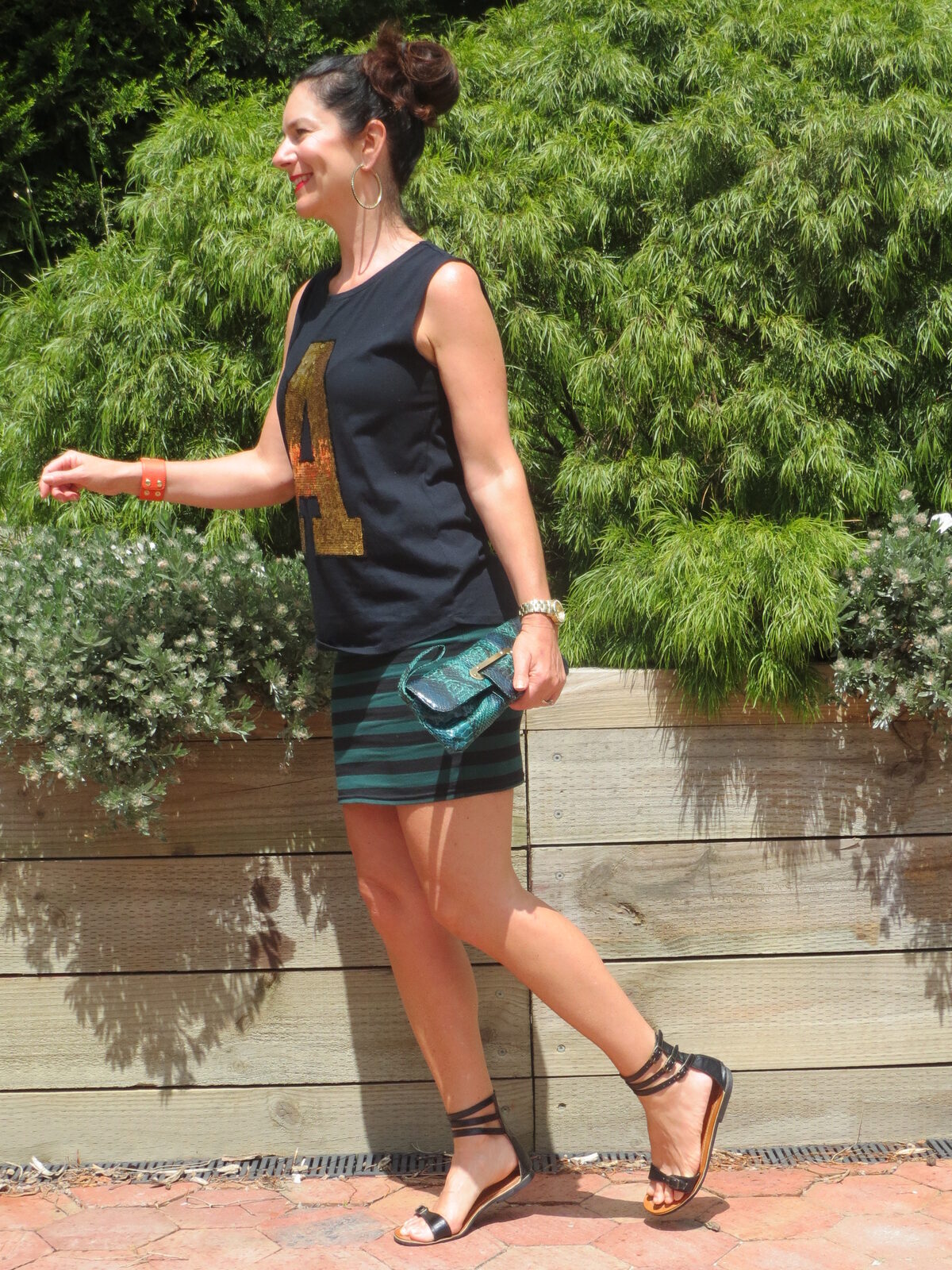 Stripe skirt, gold A 1