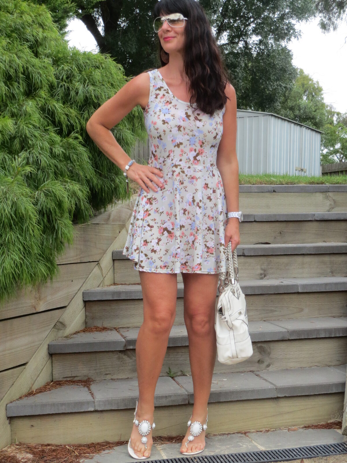 floral pale green dress 1