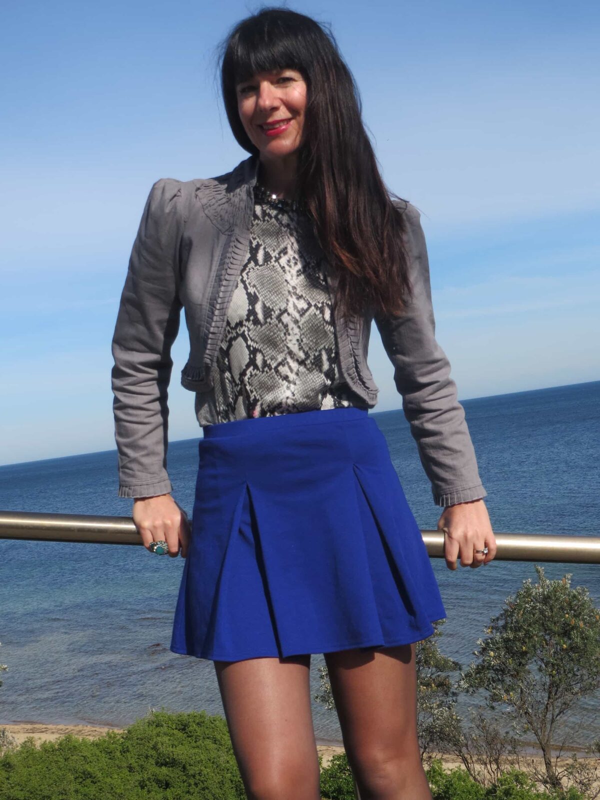 Blue flip skirt, python Zara top 5