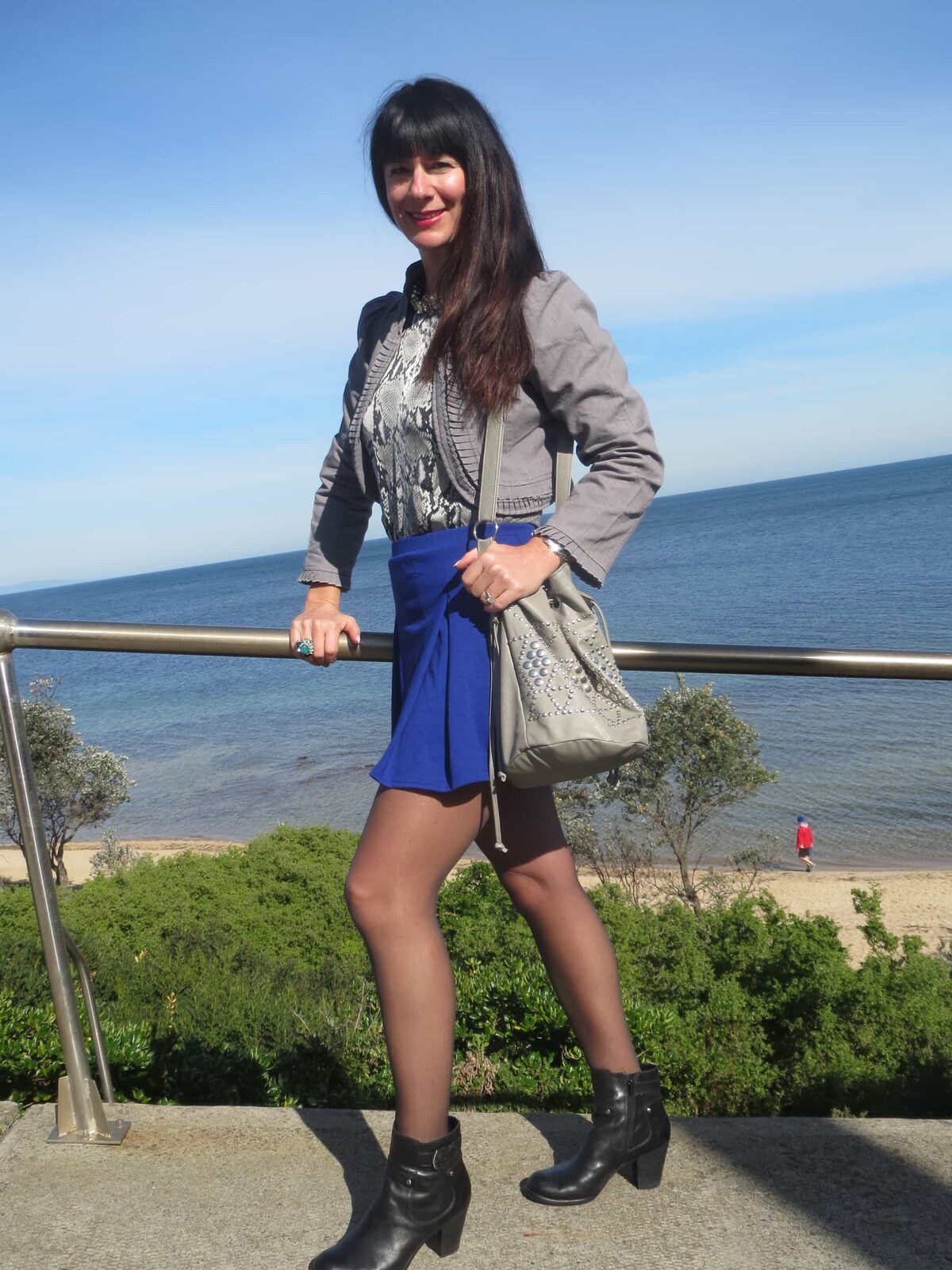Blue flip skirt, python Zara top 6