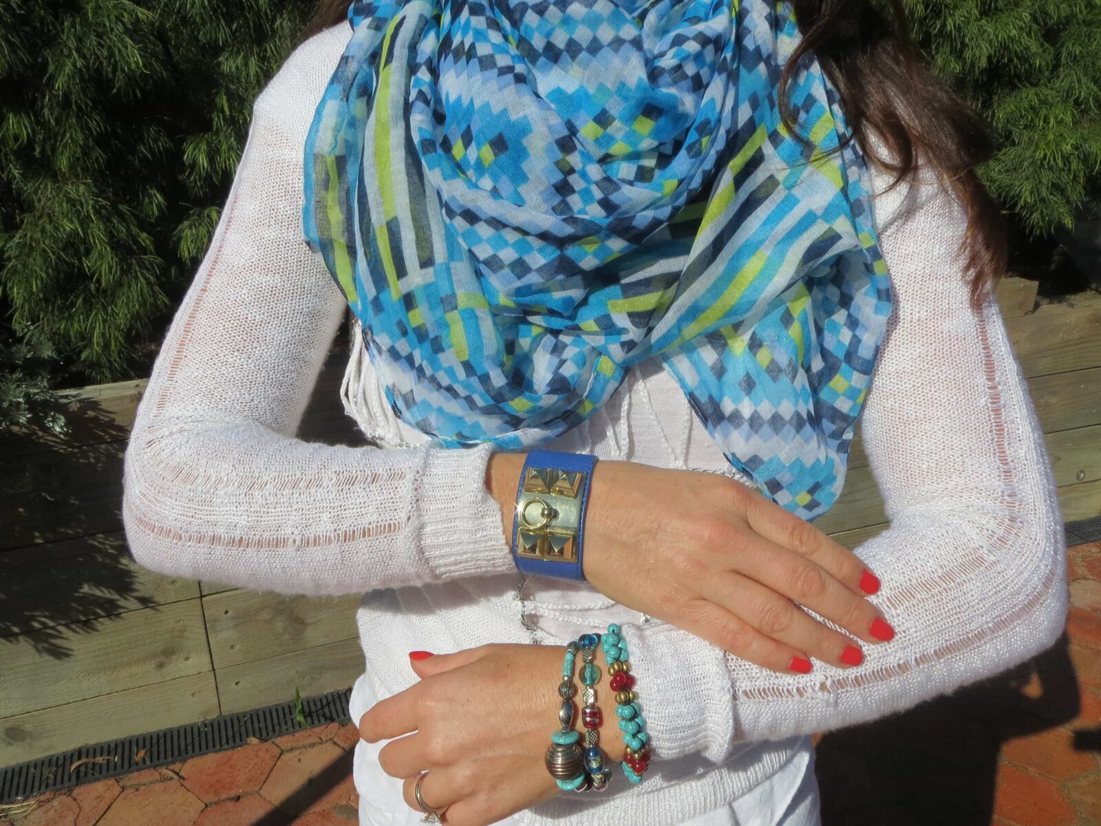 Ginger & smart blue scarf