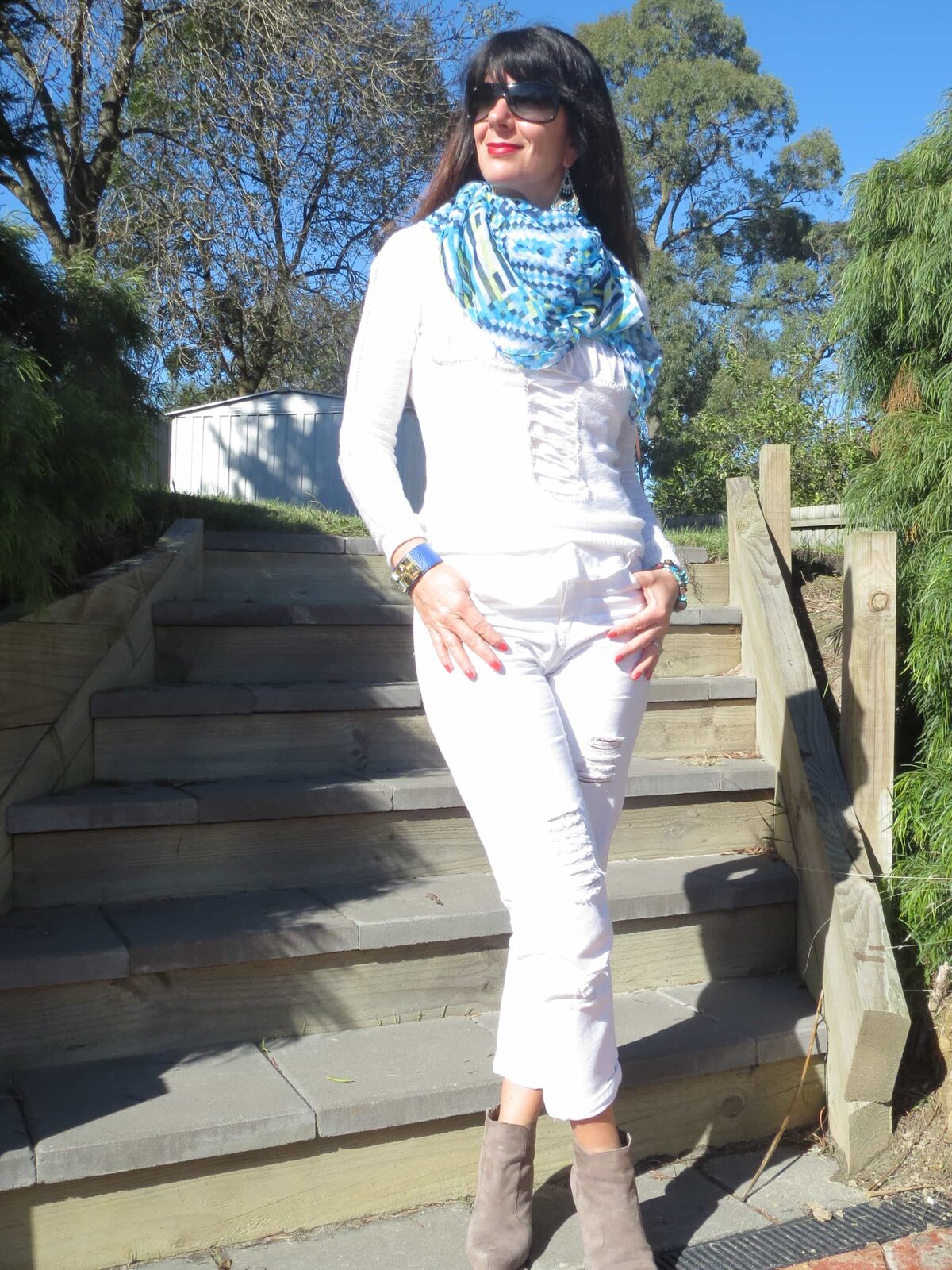 All-white with a dash of blue