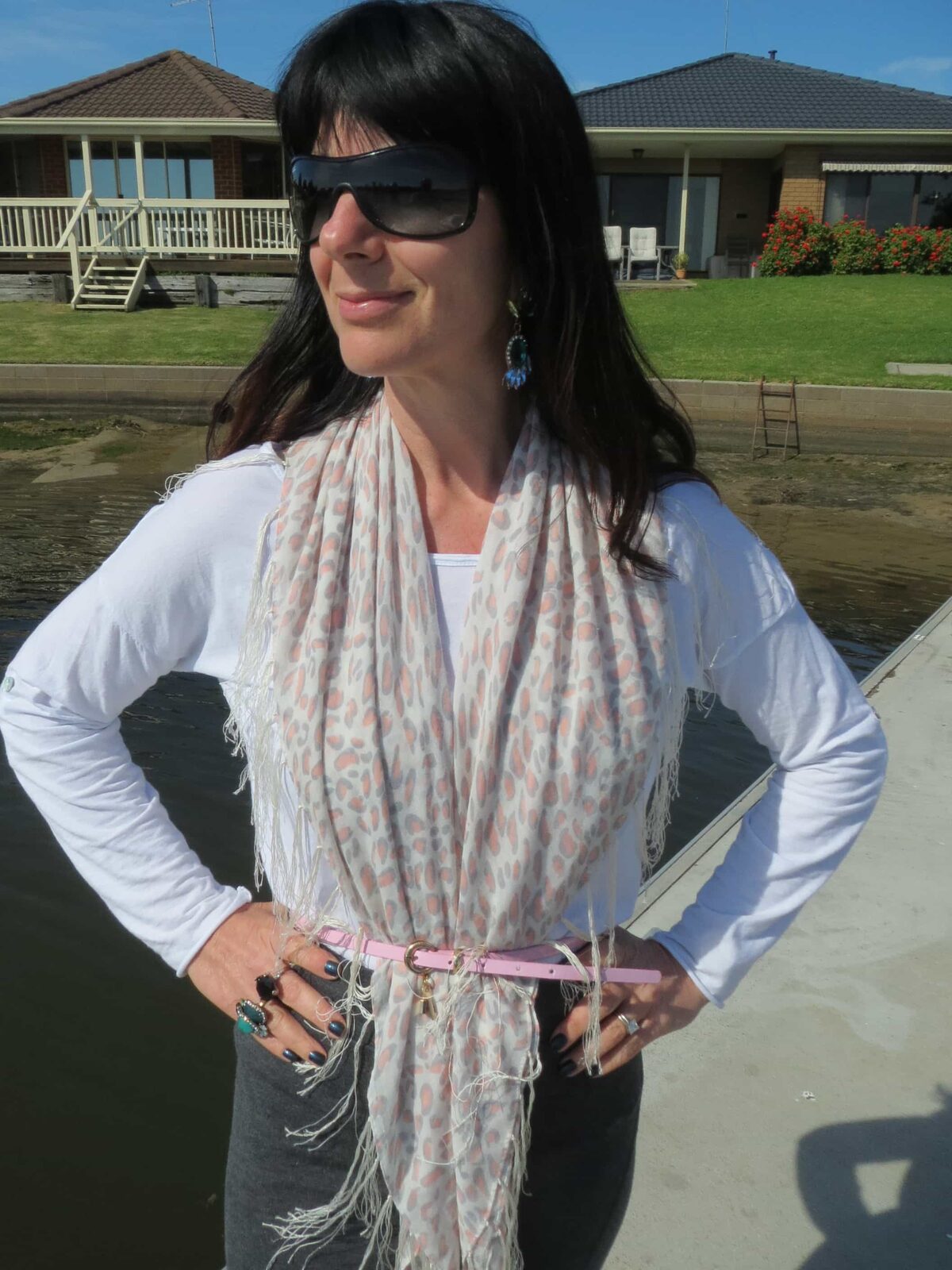 Pink belt on scarf 2