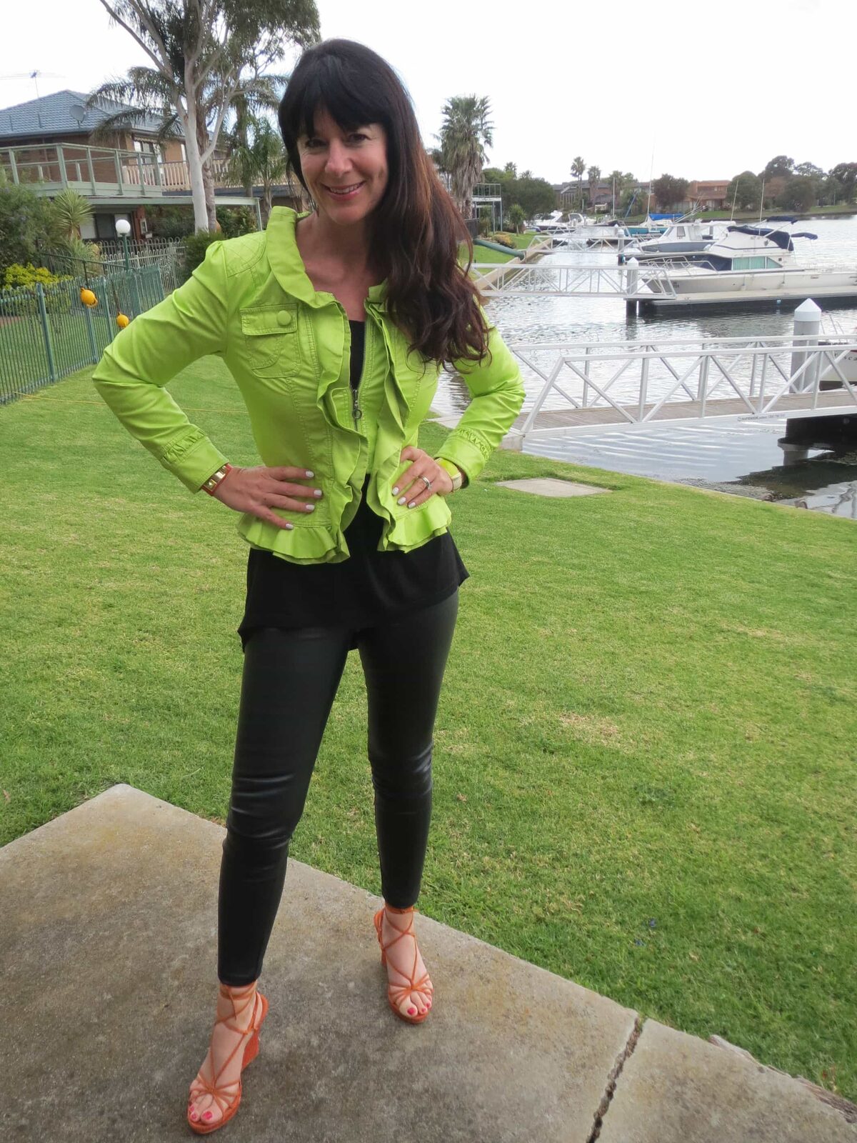 How to wear leather pants & citrus brights